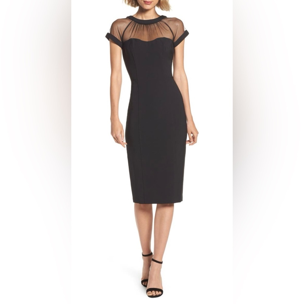 Maggy London Black Sheer Yoke Dress